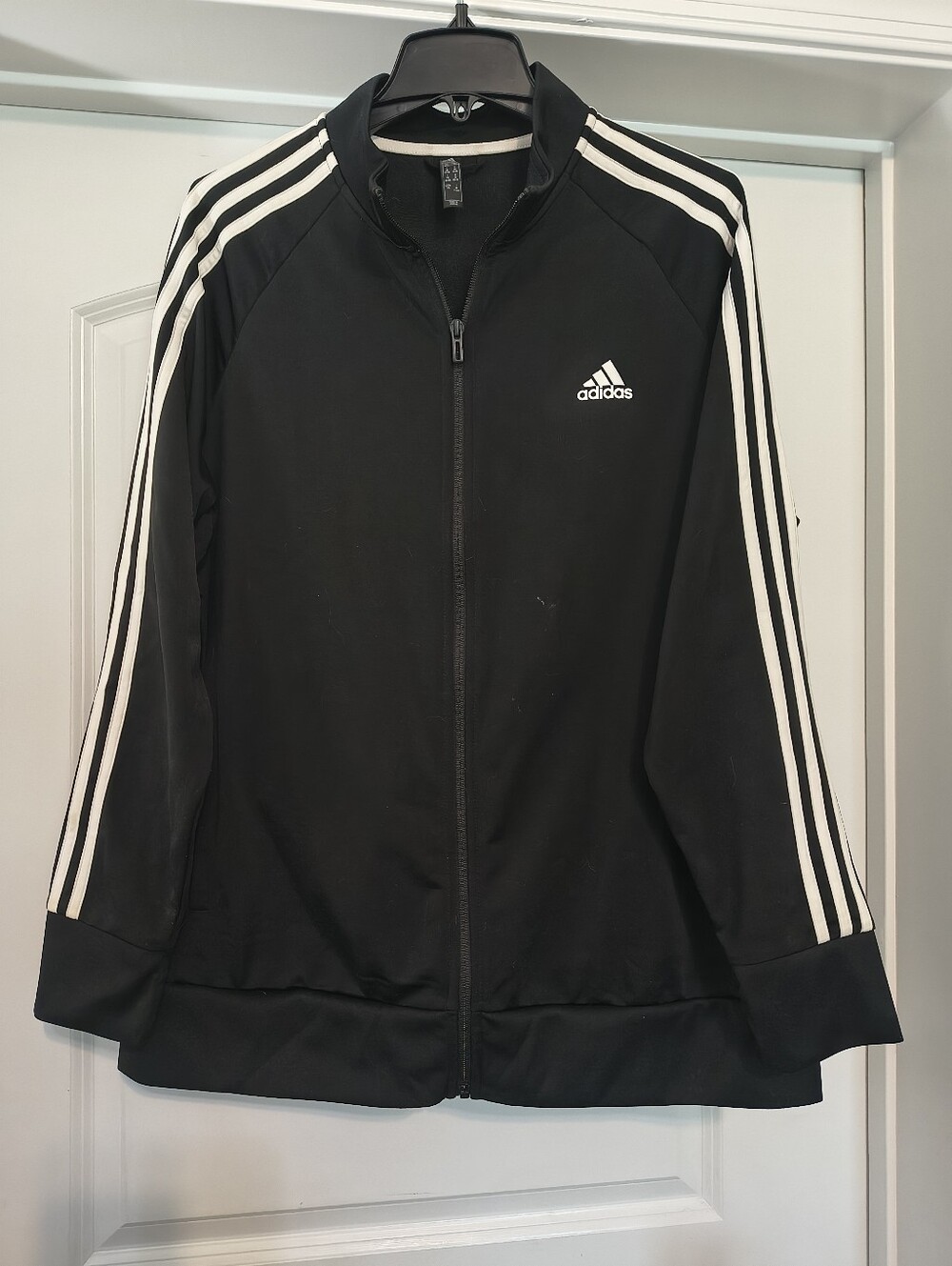 2X Adidas Black Jacket with White Three-Stripes